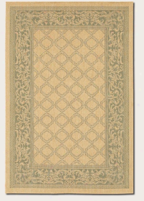 2'3&quot X 11'9&quot Runner Region Rug Transitional Styoe With Green Border In Natural