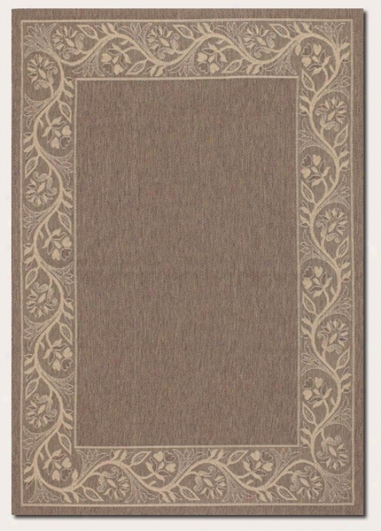 2'3&quot X 11'9&quot Runner Area Rug With Floral Border In Brown And Cream