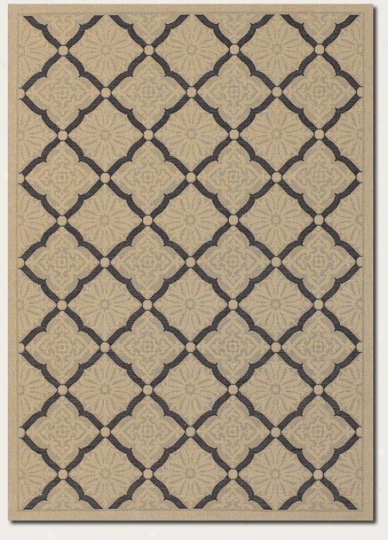2'3&quot X 7'10&quot Area Rug Floral Grid Pattern In Cream And Black