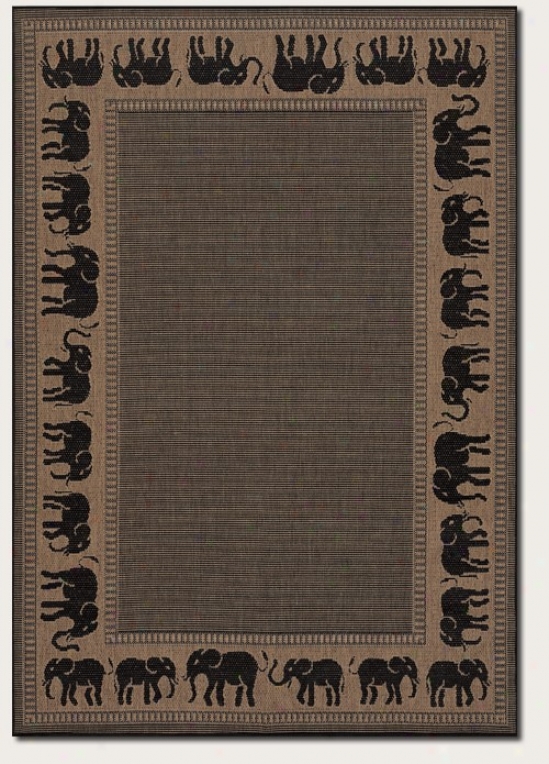 2'3&quot X 7'10&quot Runner Area Rug Elephant Design Border In Black