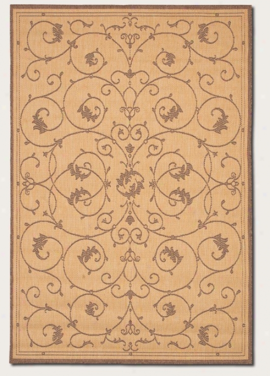 2'3&quot X 7'10&quot Runner Area Rug Scroll Floral Design In Natural And Cocoa