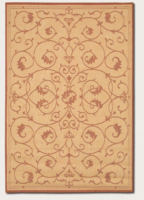 2'3&quot X 7'10&quot Runner Area Rug Scroll Floral Design In Natural