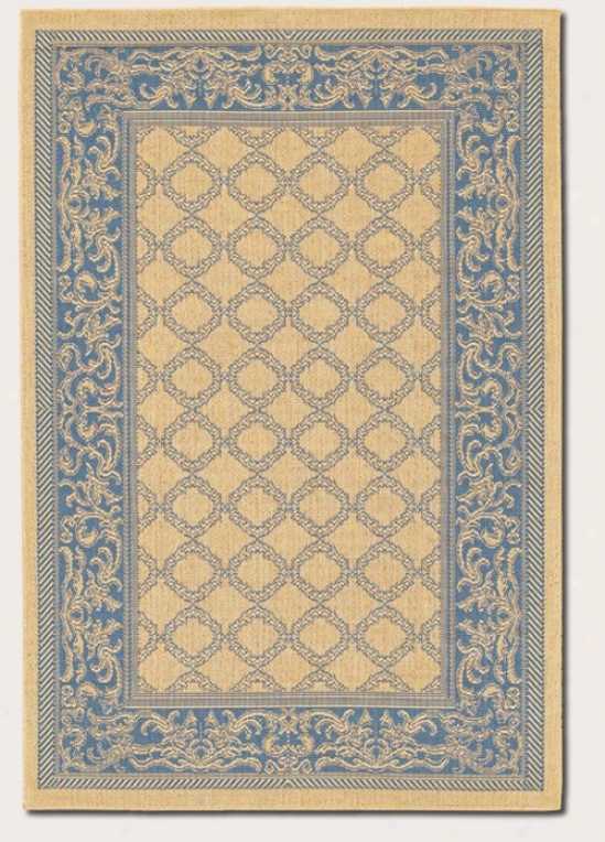 2'3&quot X 7'10&quot Runner Area Rug Transitional Style With Blue Border In Natural
