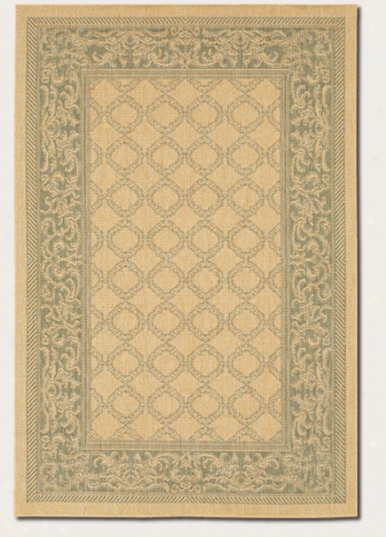 2'3&quot X 7'10&quot Runner Area Rug Transitional Style With Green Bodder In Naturaal