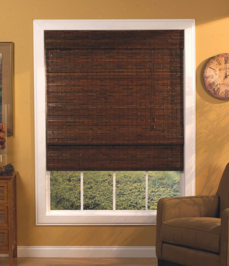 23&quotw Bamboo Window Treatment Roman Shade In Mahogany Finish