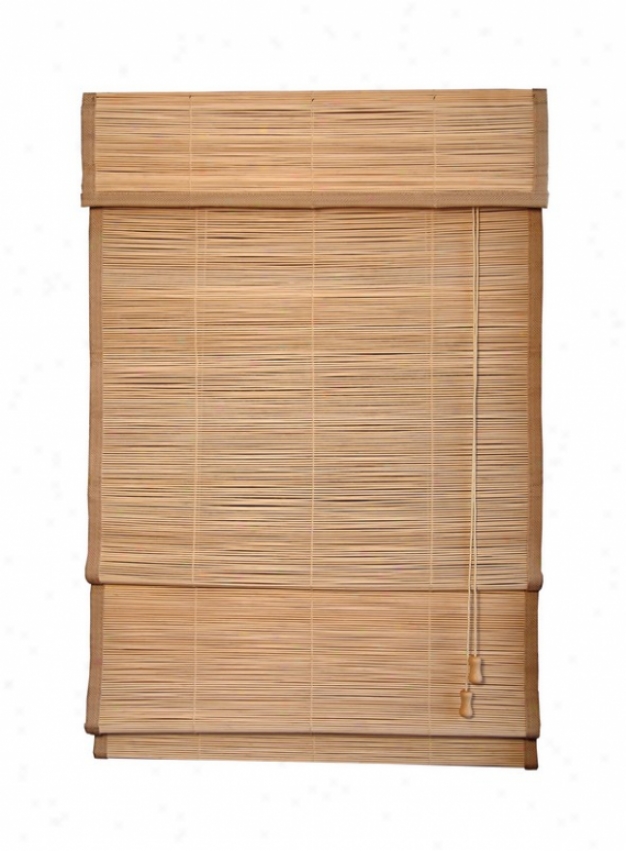 23&quotw Bamboo Window Treatment Roman Shade In Natural Burnt Finish