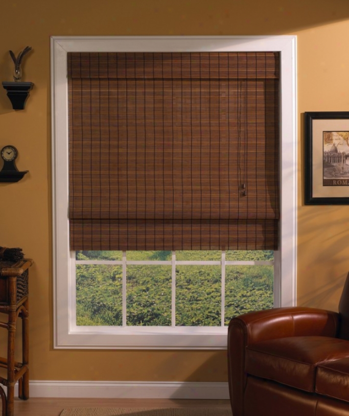 23&quotw Bamboo Window Treatmen tRoman Shade In Fruitwood Finish