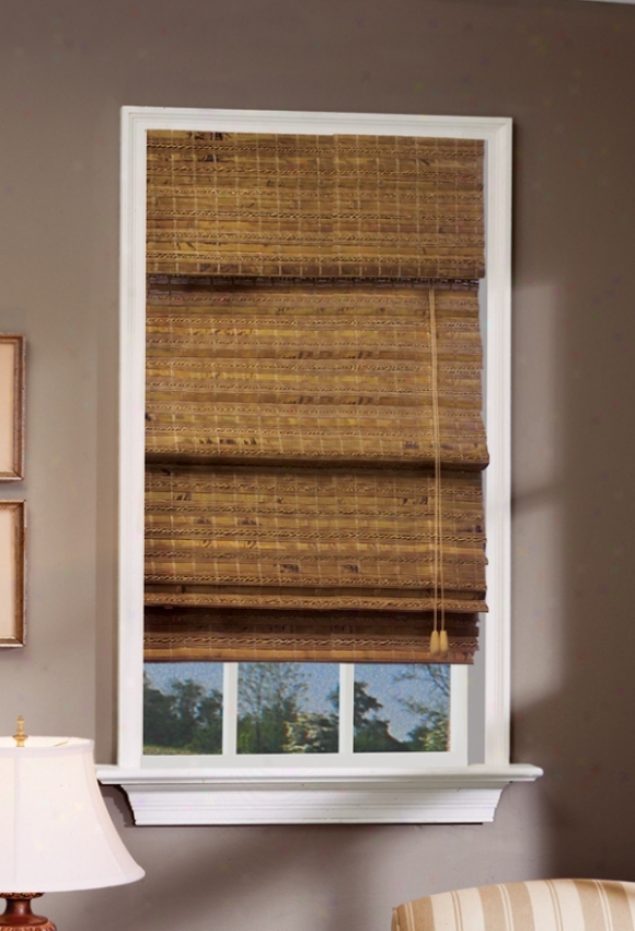 23&quotw Bamboo Window Treatment Roman Shade In Pecan Finish