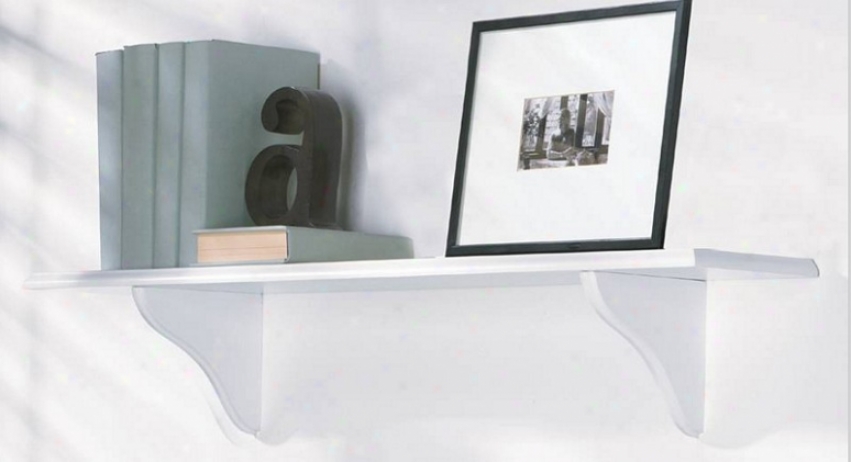 23&quotw Wall Mounted Shelf With Brackets In White Finish