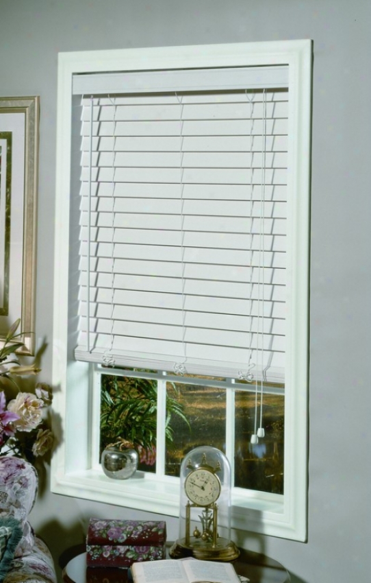 23&quotw Window Handling Blind In White Faux Wood Design