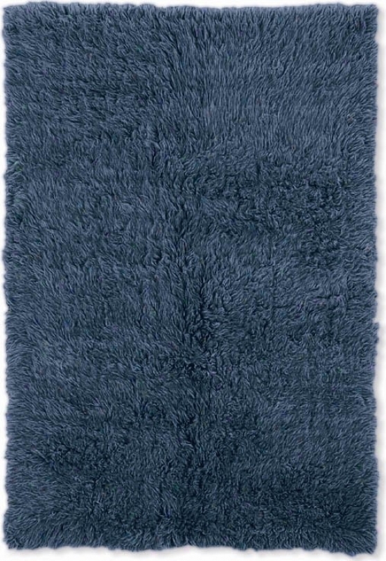 2'4&quot X 4'3&quot Hand Woven Flokati Rug In Denim Blue Color