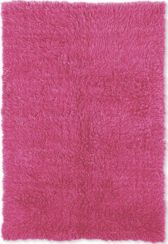 2'4&quot X 8'6&quot Hand Woven Flokati Runner Rug In Fushcia Color