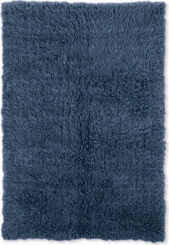 2'4&quot X 8'6&quot Hand Woven Flokati Runner R8g In Denim Blue Color