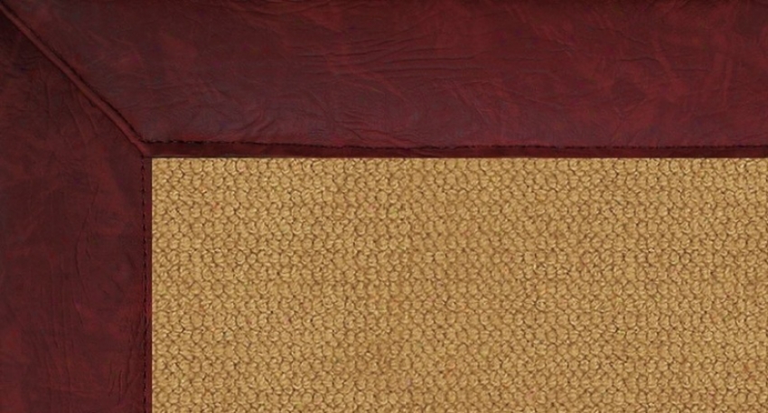 2'6&quot X 12' Cork Wool Runner Area Rug - Athena Hand Tufted Rug With Burgundy Leather Border