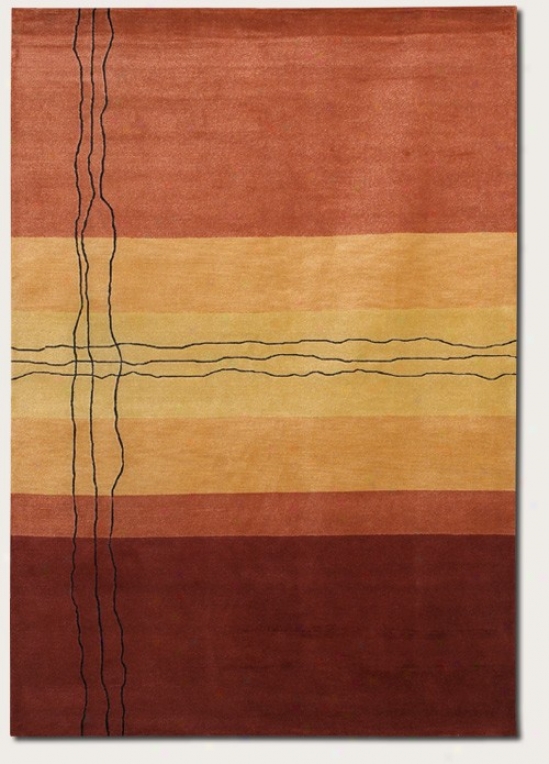 2'6" X 4'6" Area Rug Contemporary Striped Design In Miso Red