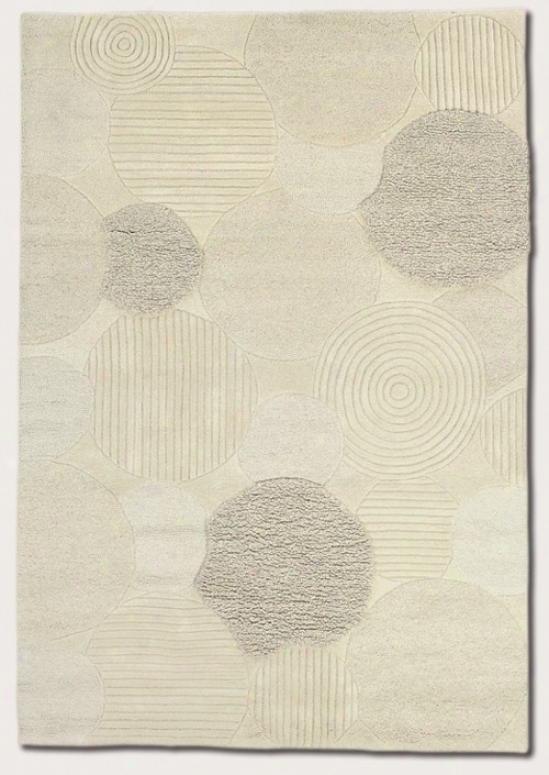 2'6&quot X 4'6&quot Area Rug Hand Crafted Circles Pattern In White