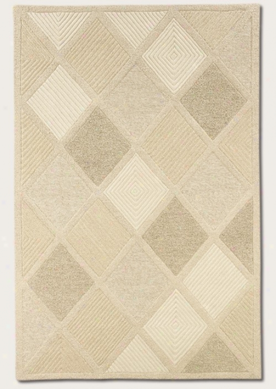 2'6&quot X 4'6&quot Area Rug Hand Crafted Diamond Pattern In White