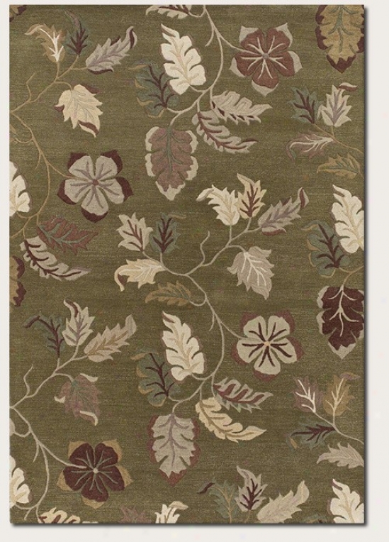 2'6&quot X 4'6&quot Area Rug Hand -crafted Floral Pattern In Jade