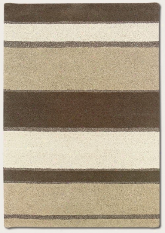 2'6&quot X 4'6&quot Area Rug Hand Crafted Striped Contrivance In Linen Beige