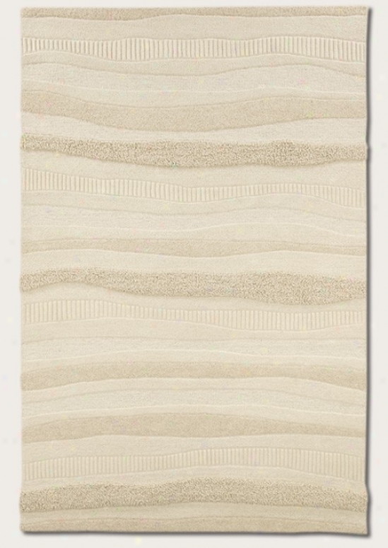 2'6&quot X 4'6&quot Area Rug Hand Crafted Wave Pattern In White