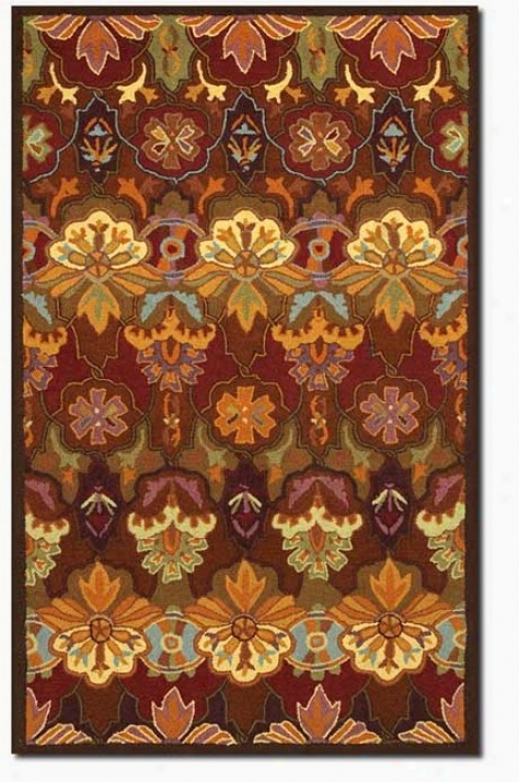 2'6&quot X 4'6&quot Oragne Blossom Floral Patterns 100% Wool Area Rug