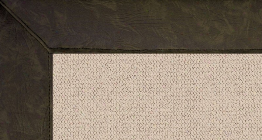 2'6&quot X 8' Natural Wool R8nner Area Rug - Athena Hand Tufted Rug With Dark Green Leather Border