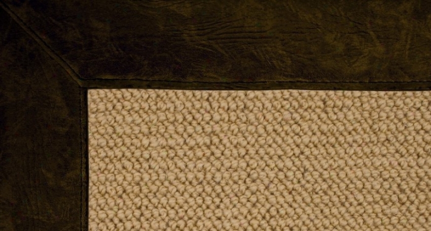 2'6&quot X 8' Sisal Wool Runner Area Rug - Athena Index Tuftd Rug With Dark Gteen Leather Border