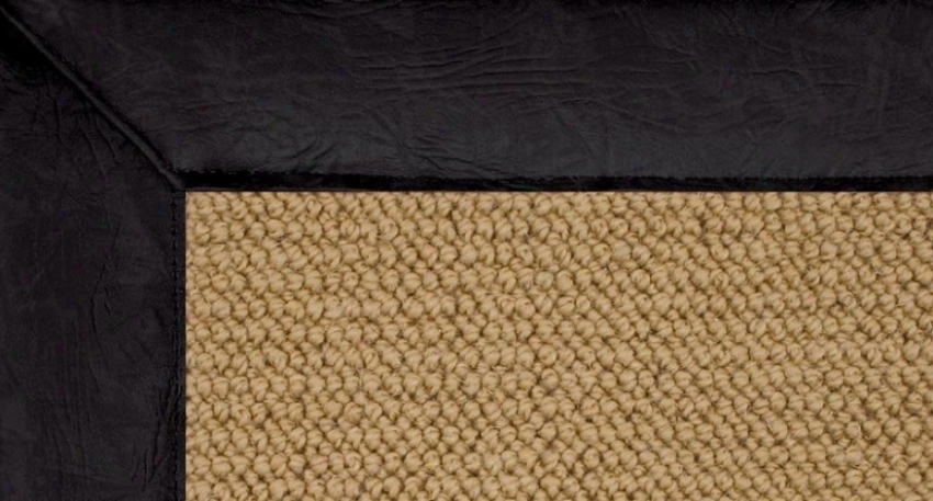 2'6&quot X 8' Sisal Wool Runner Area Rug - Athena Hand Tufted Rug With Black Leather Border