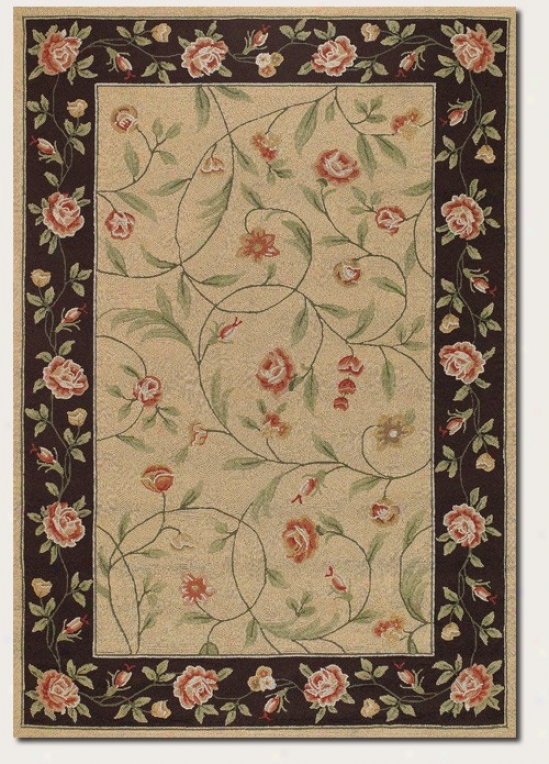 2'6&quot X 8'6&quot Runher Area Rug Pink Rose Pattern In Ivory And Black