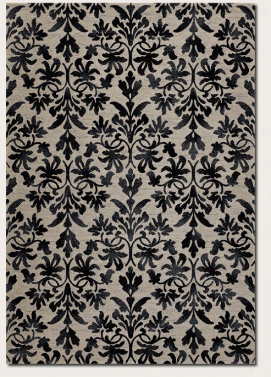 2'7&quot X 7'10&quot Runner Area Rug Damask Pattern In Grey And Black Color