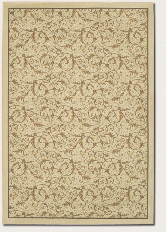 2'7&quot X 7'10&quot Runner Area Rug Gold Scroll Fern Design In Ivory Color