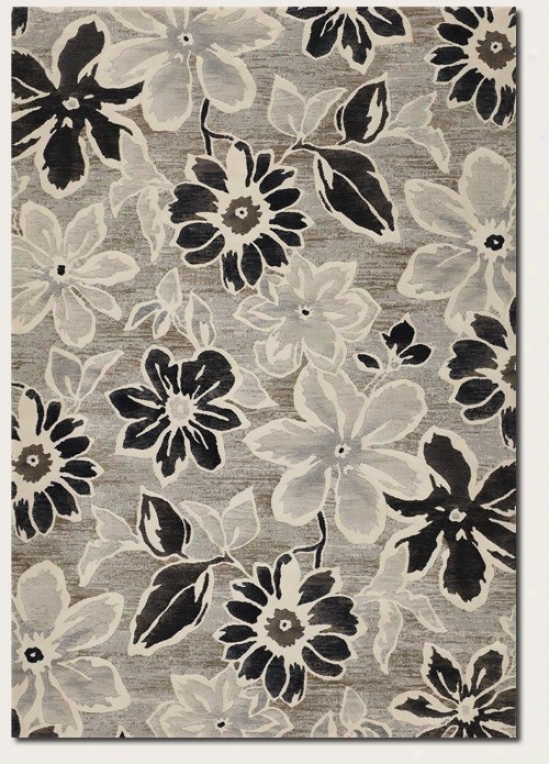 2'7&quot X 7'10&uqot Runner Area Rug Large Floral Specimen In Grey And Black