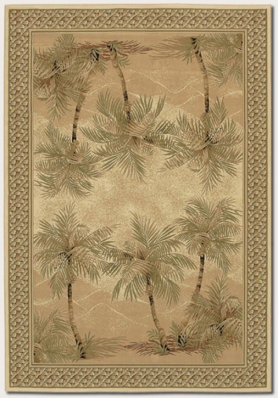 2'7&quot X 7'10&quot Runner Area Rug Palm Tree Print In Sand Color