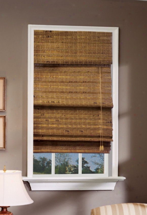 27&quotw Bamboo Window Treatment Roman Shade In Pecan Finish