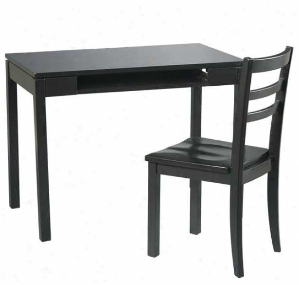 2pc Computer Desk And Chair Set In Black Finish