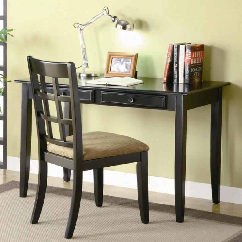 2pc Home Office Writing Desk And Chair Ij Black Finish