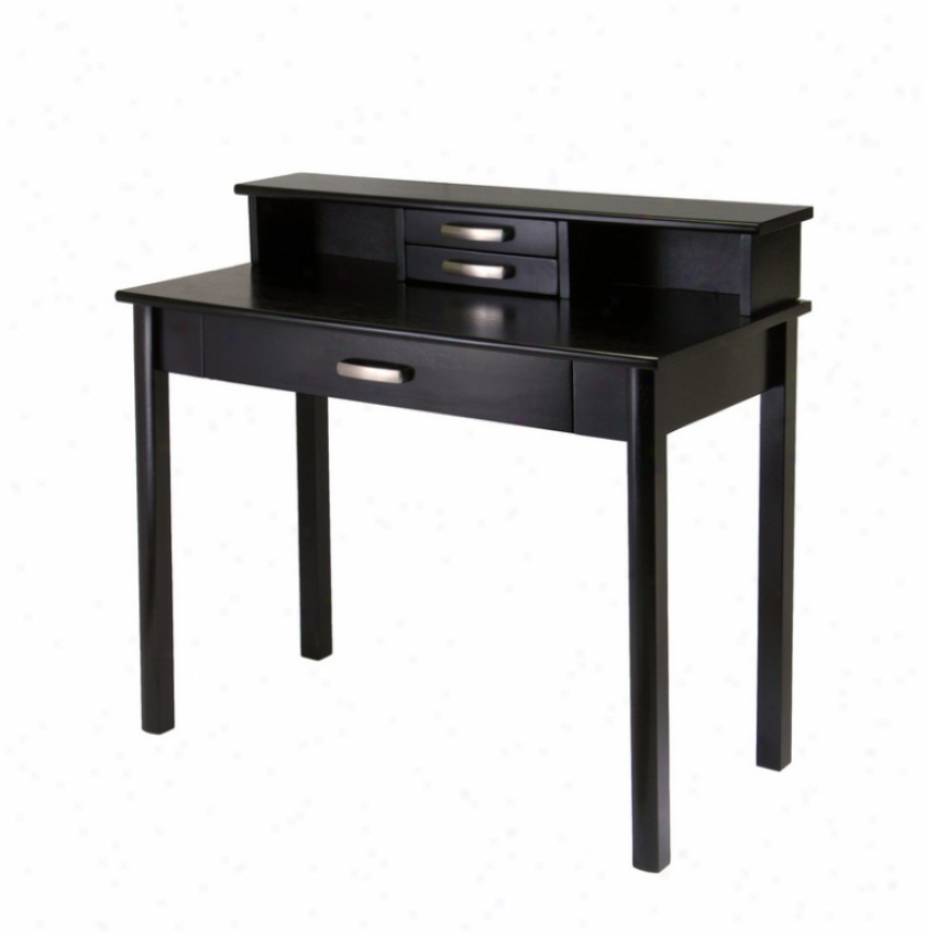 2pc Home Office Writing Desk With Hutch In Dark Espressp