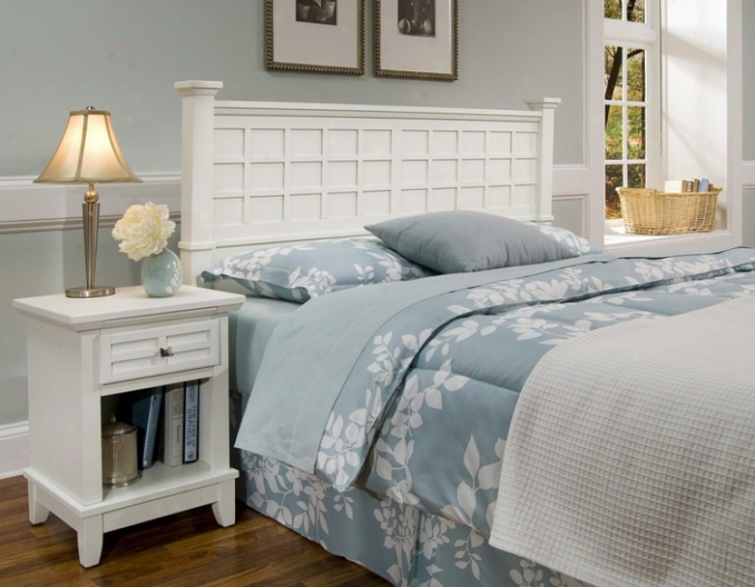 2pc Queen Size Headboard And Night Stand Set In White Finish