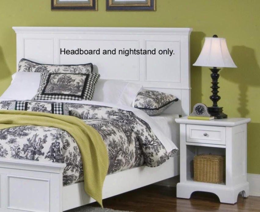 2pc Queen Size Headboard And Nightstand Set In White Finish