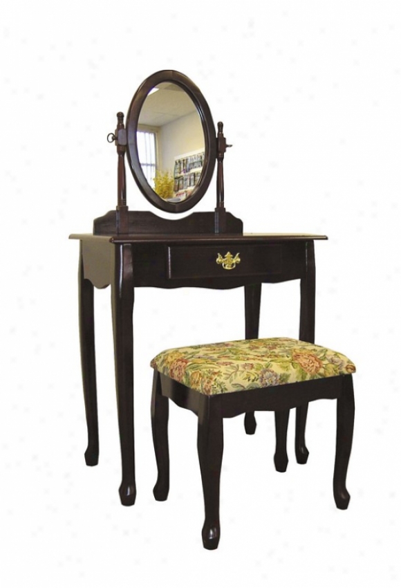 3 Pcs Vanity Write With Queen Anne Design Rich Cherry Finish