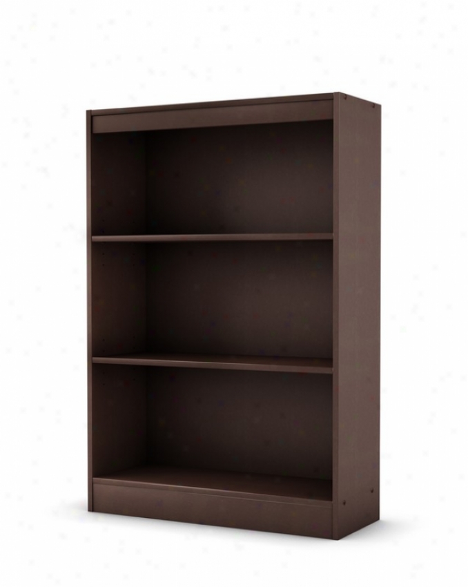 3 Tier Bookcase Shelf Contemporary Style In Chocolate Finish