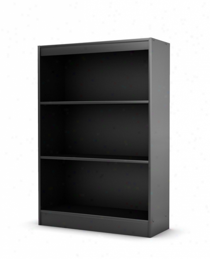 3 Tier Bookcase Shelf Contemporary Style In Solid Black Finish