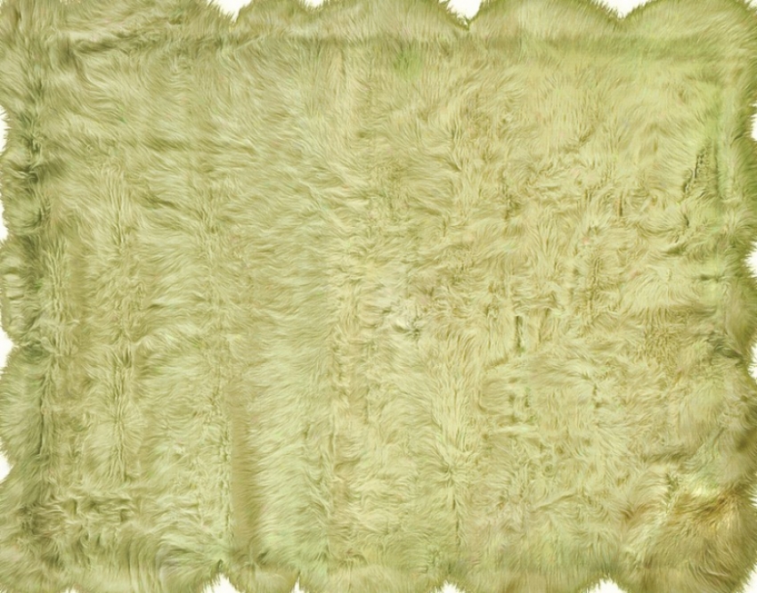 3' X 5' Tufted Faux Sheepskin Ryg In Green Color