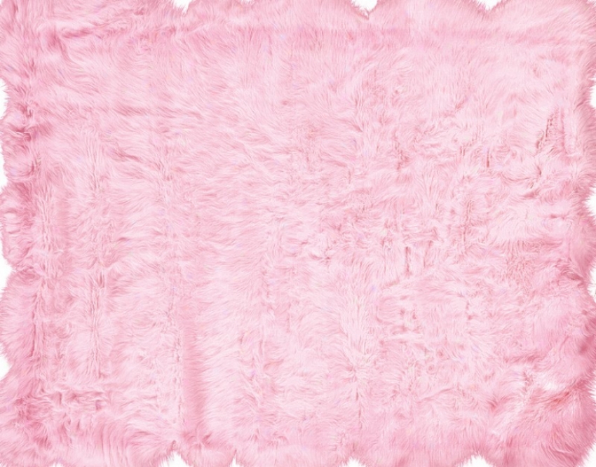 3' X 5' Tufted Faux Sheepskin Rug In Pink Color