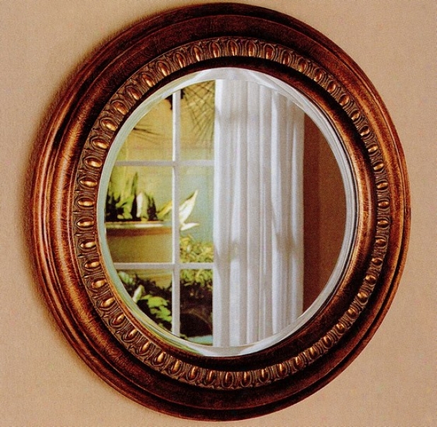 30&quot Bronze Finish Frame Round Beveled Wall Mirror