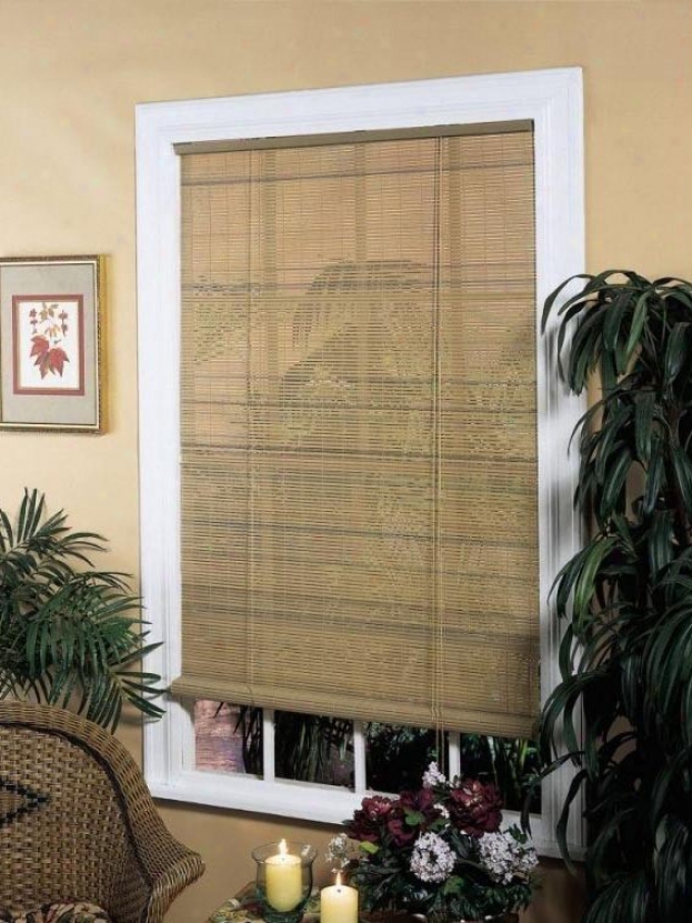 30&quotw Window Treatment Roll-up Blind In Woodgrain Oval Vinyl Pvc