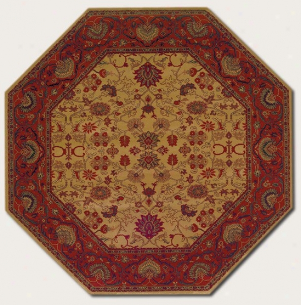 3'11&quot Octagon Area Rug Classic Persian Pattern In Gold Camel