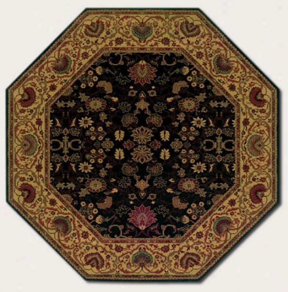 3'11&quot Octagon Area Rug Cassic Persian Pattern In Black Color