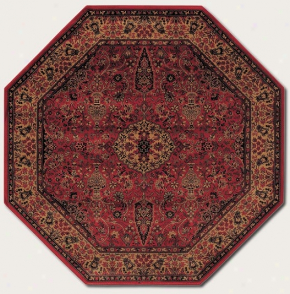 3'11&quot Octagon Area Rug Cpassic Persian Specimen In Rust Red