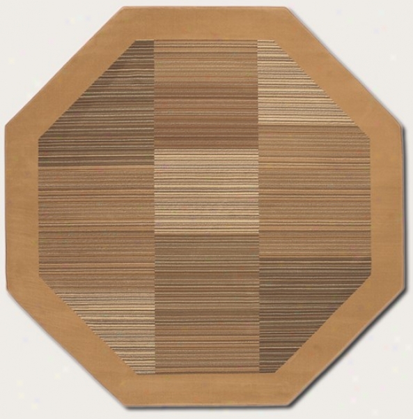 3'11&quot Octagon Area Rug Slender Stripe Pattern With Convert into leather Border